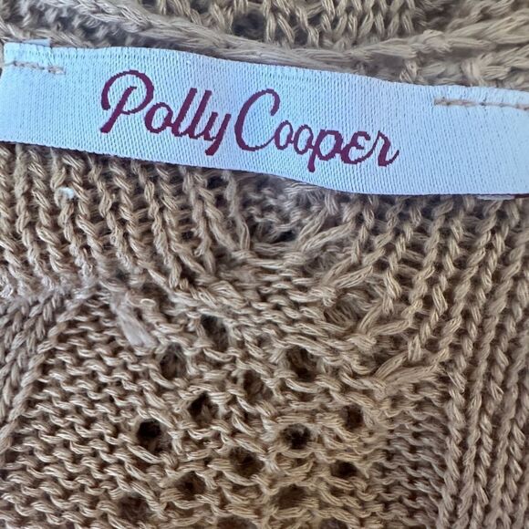 Polly Cooper Lightweight Open Back Chic Tan Knit Sweater Size S/M - Picture 10 of 12